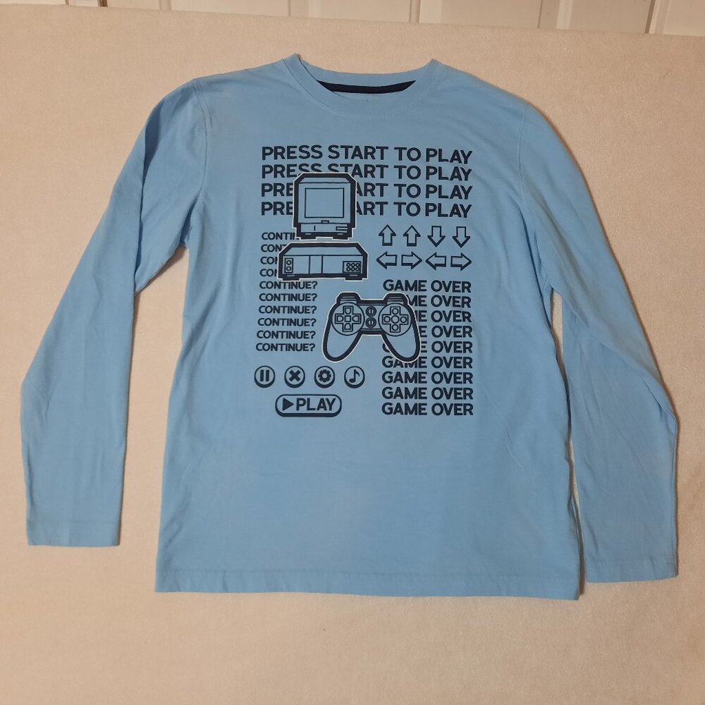 GAMER Long Sleeve Tee Sky Blue, THEREABOUTS Soft Tagless Tee XXL 22 Husky, EUC